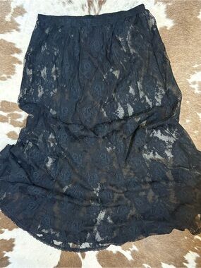Vintage Black Lace Maxi Skirt
